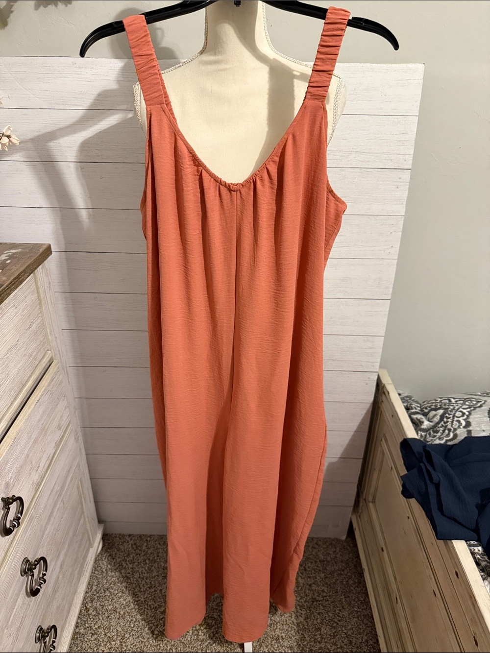 NWOT Maurices Coral Sleeveless Jumpsuit with Ruched Straps